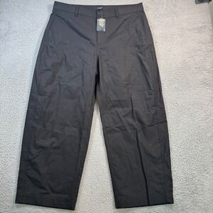 J.Crew Black Cotton Linen Barrel Leg Cropped Pants Womens Size 32 New